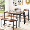 Rustic Brown Dining Set with Bench – 4 Piece