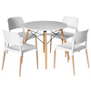 Round White Dining Table & 4 Chairs Set