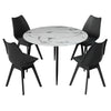 Dining Table and 4 Chairs Set Marble Black
