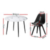 Dining Table and 4 Chairs Set Marble Black