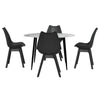Dining Table and 4 Chairs Set Marble Black