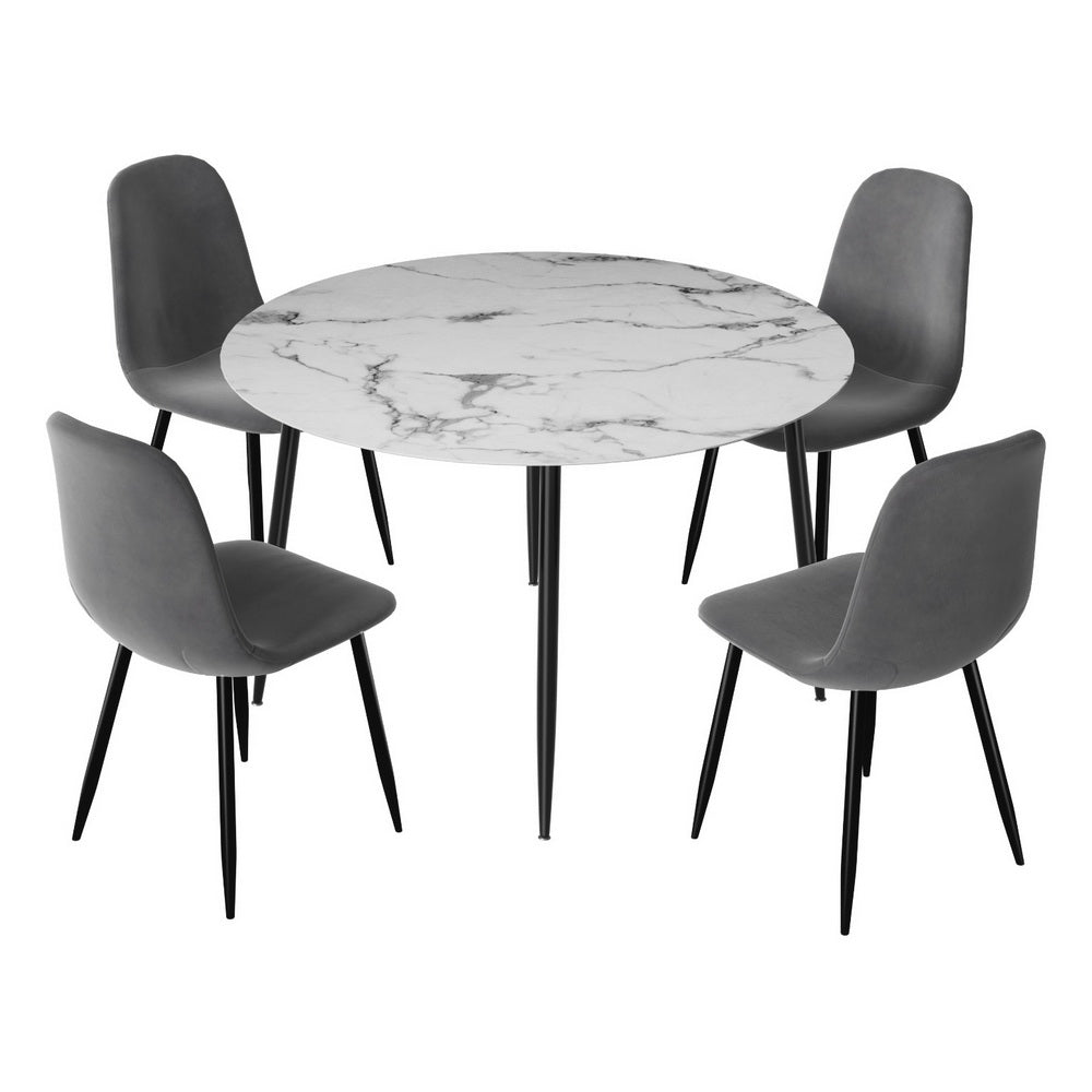 5-Piece Dining Set – Marble Grey