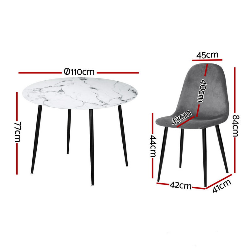 5-Piece Dining Set – Marble Grey