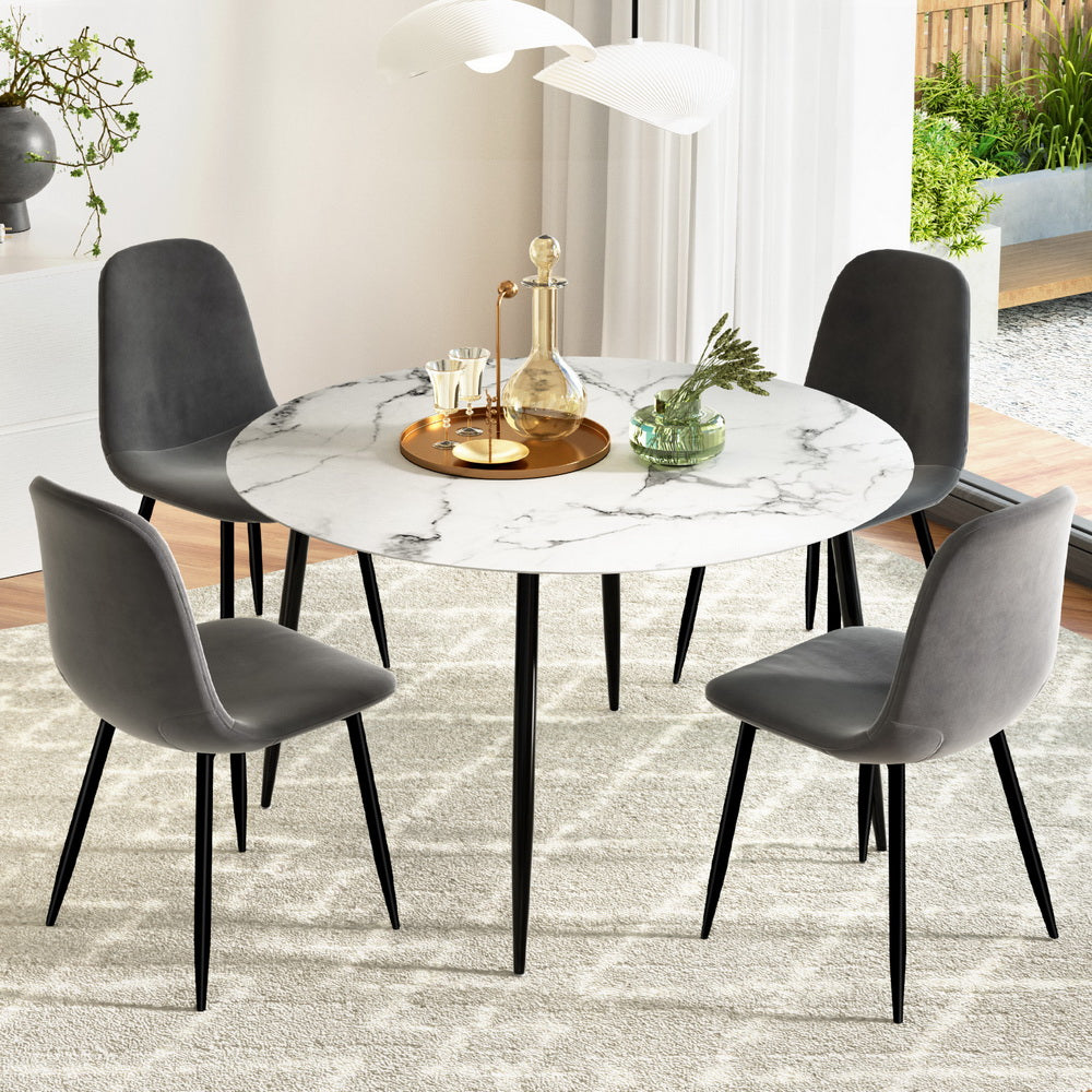 5-Piece Dining Set – Marble Grey