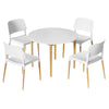 Dining Table and 4 Chairs Set White Wood