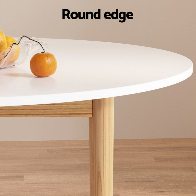 Dining Table and 4 Chairs Set White Wood