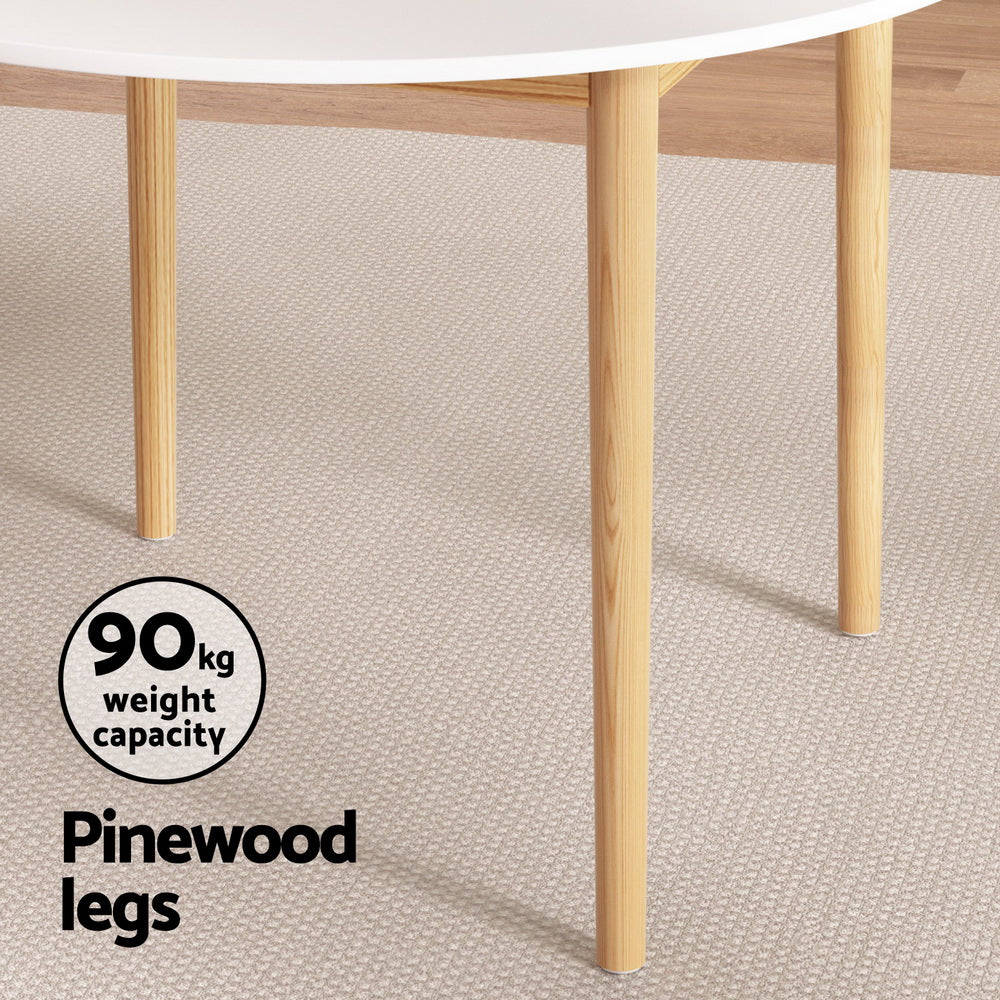 Dining Table and 4 Chairs Set White Wood