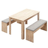 Artiss 3 Piece Dining Set with Upholstered Chairs – Oak