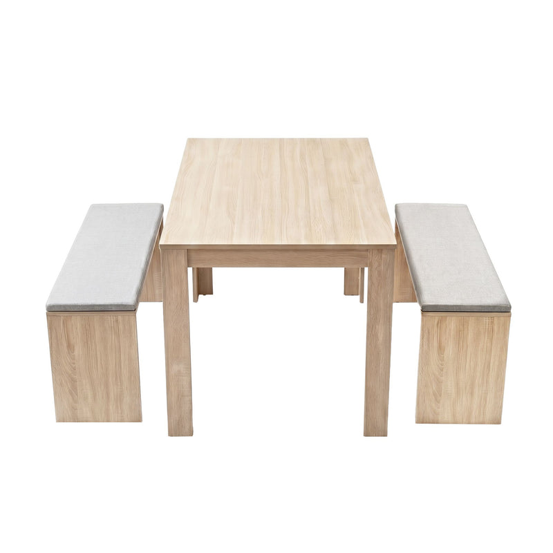 Artiss 3 Piece Dining Set with Upholstered Chairs – Oak