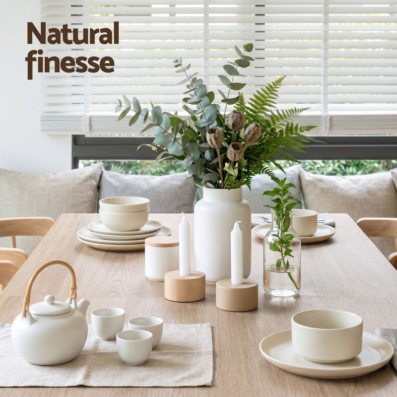 Artiss 3 Piece Dining Set with Upholstered Chairs – Oak