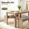 Artiss 3 Piece Dining Set with Upholstered Chairs – Oak