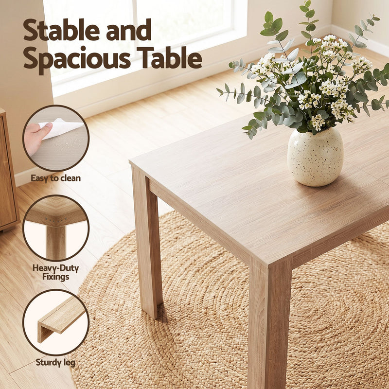 Artiss 3 Piece Dining Set with Upholstered Chairs – Oak