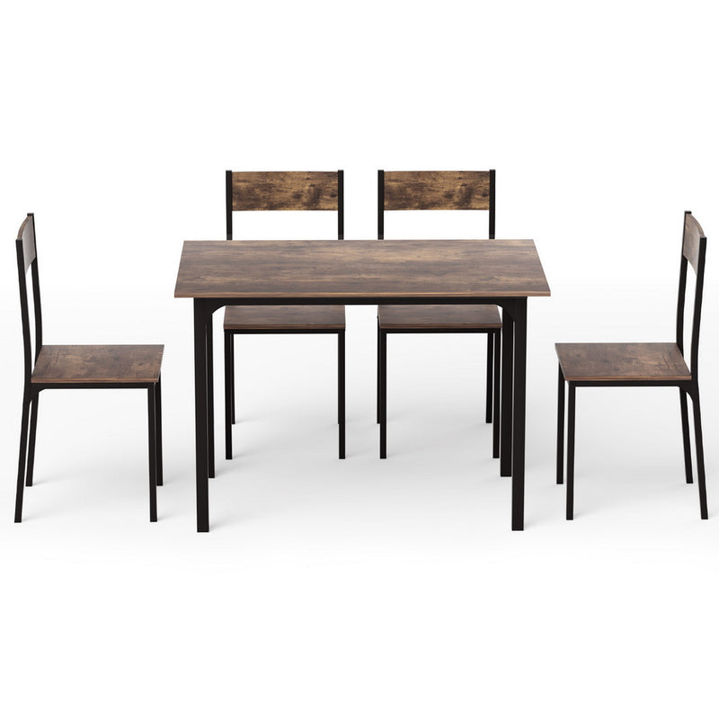 Artiss Dining Table & 4 Chairs – Rustic Brown