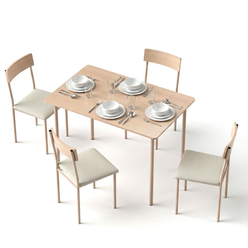 Artiss 5-Piece Dining Table & Chairs – Natural Beige