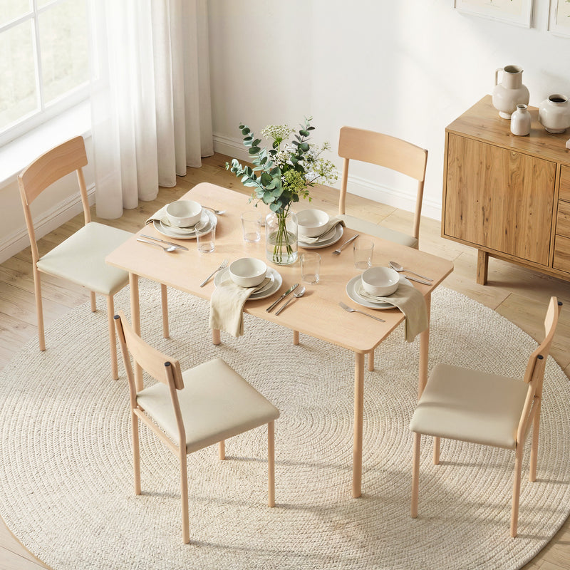 Artiss 5-Piece Dining Table & Chairs – Natural Beige