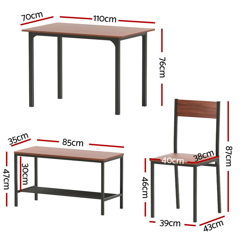 Artiss 5-Piece Dining Set – Walnut