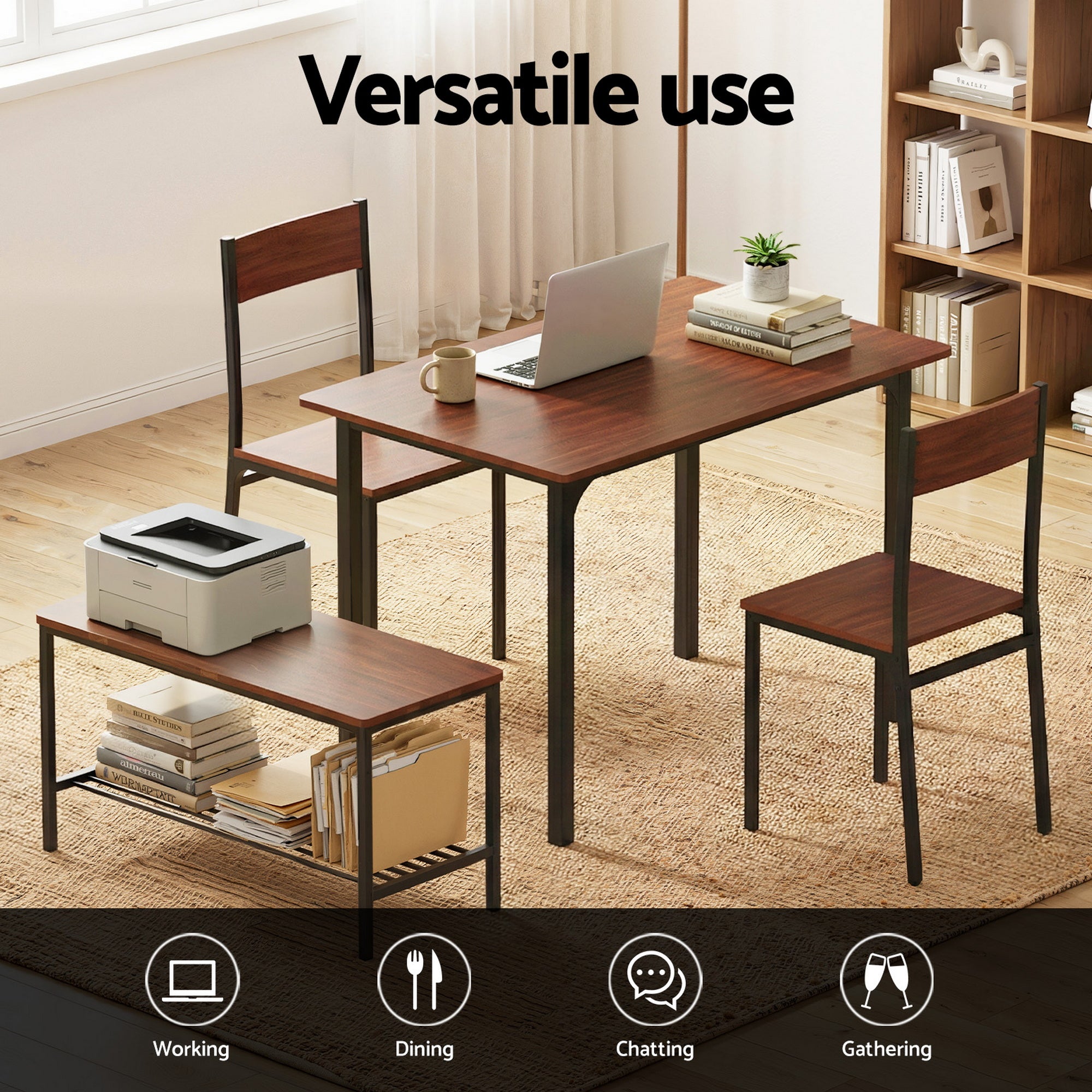 Artiss 5-Piece Dining Set – Walnut