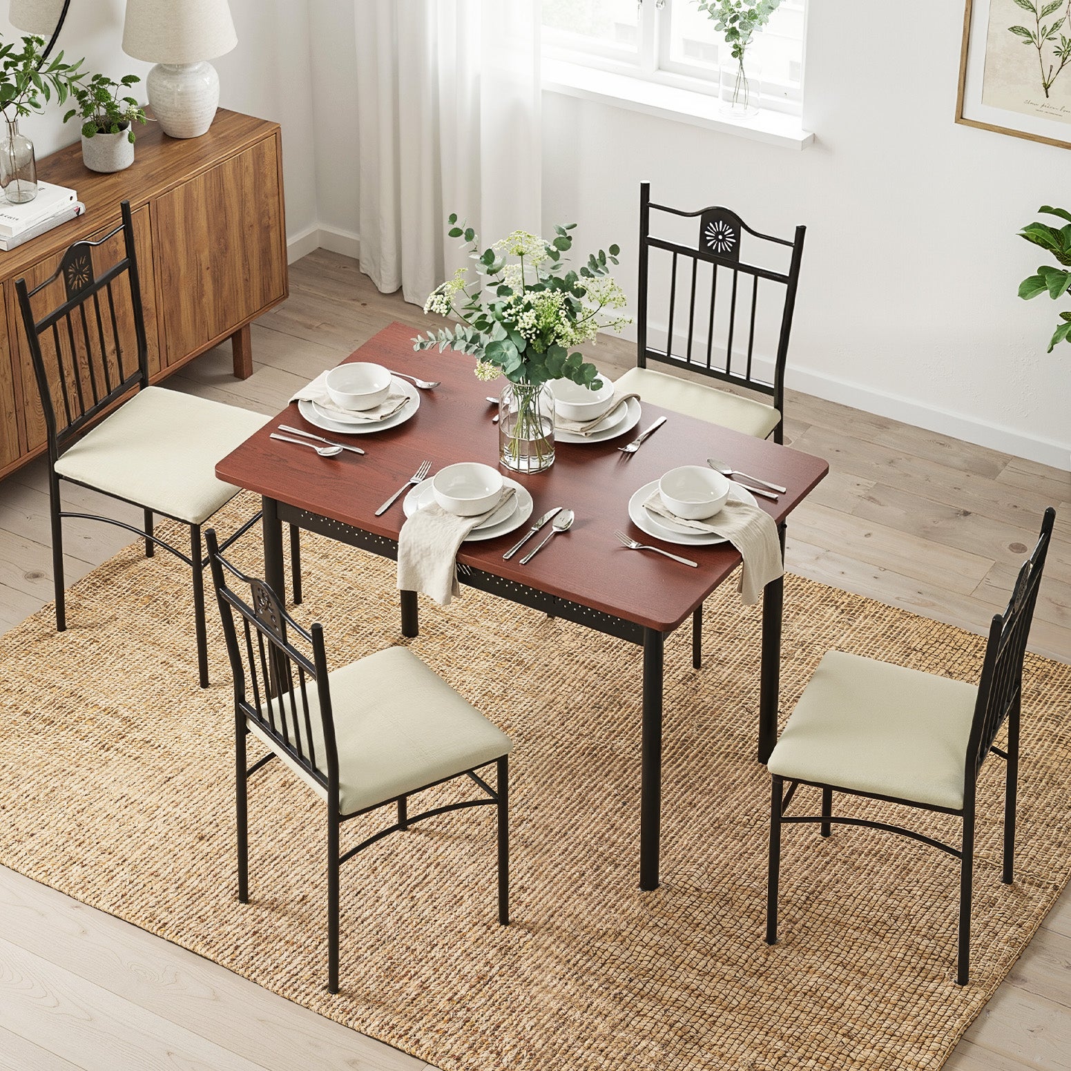 Artiss 5-Piece Upholstered Dining Set