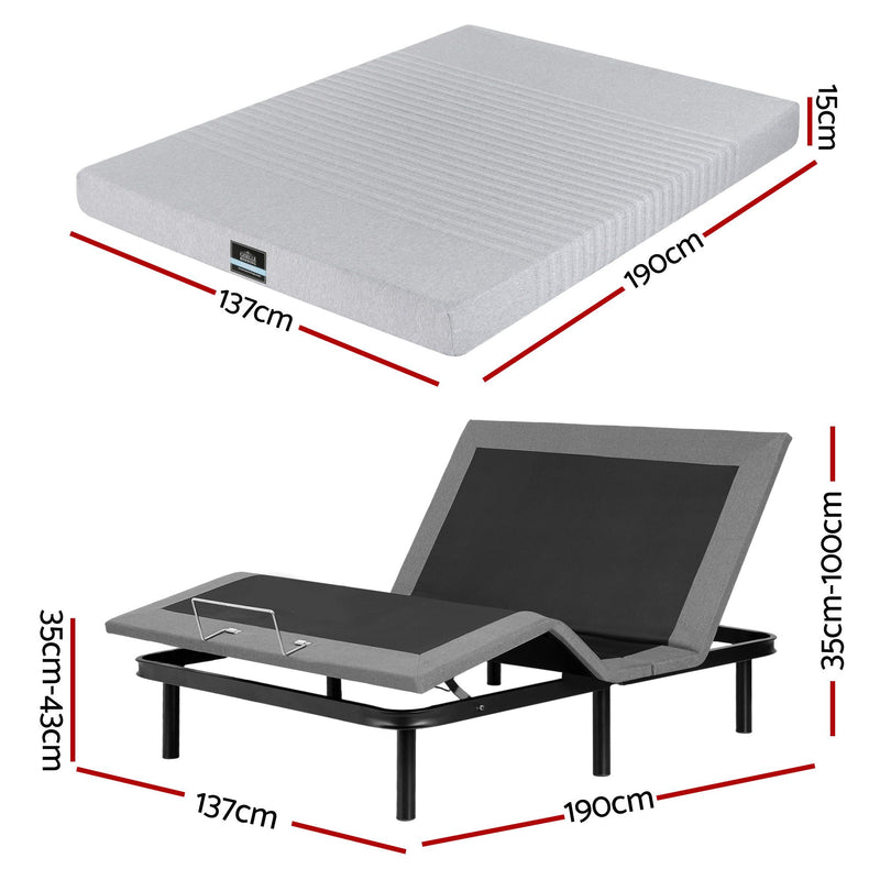 Artiss Double Electric Bed & Giselle Memory Foam Mattress Set