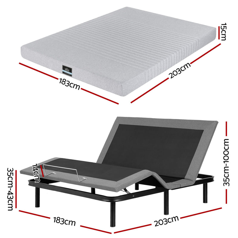 Artiss King Electric Bed & Giselle Memory Foam Mattress Set
