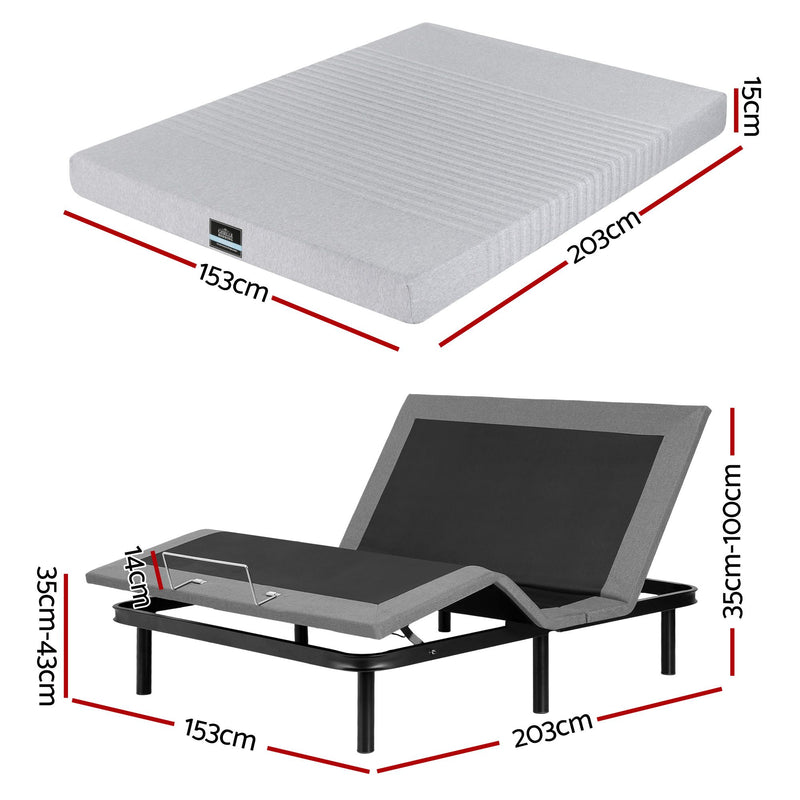 Artiss Queen Electric Bed & Giselle Memory Foam Mattress Set