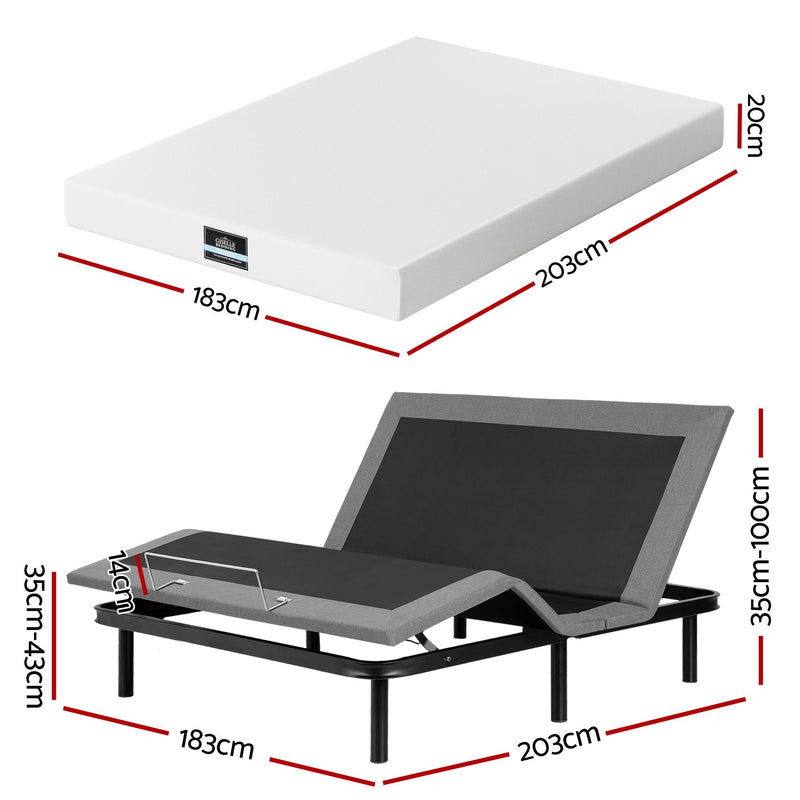 Artiss King Adjustable Bed & Giselle Mattress Combo – 20cm