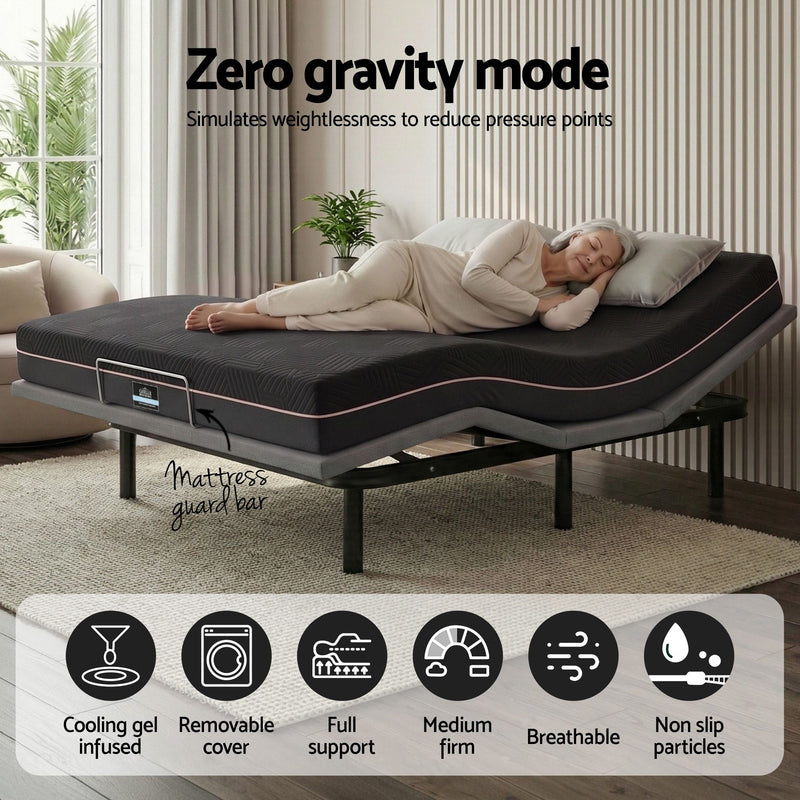 Artiss Double Adjustable Bed & Giselle Mattress Combo – 18cm