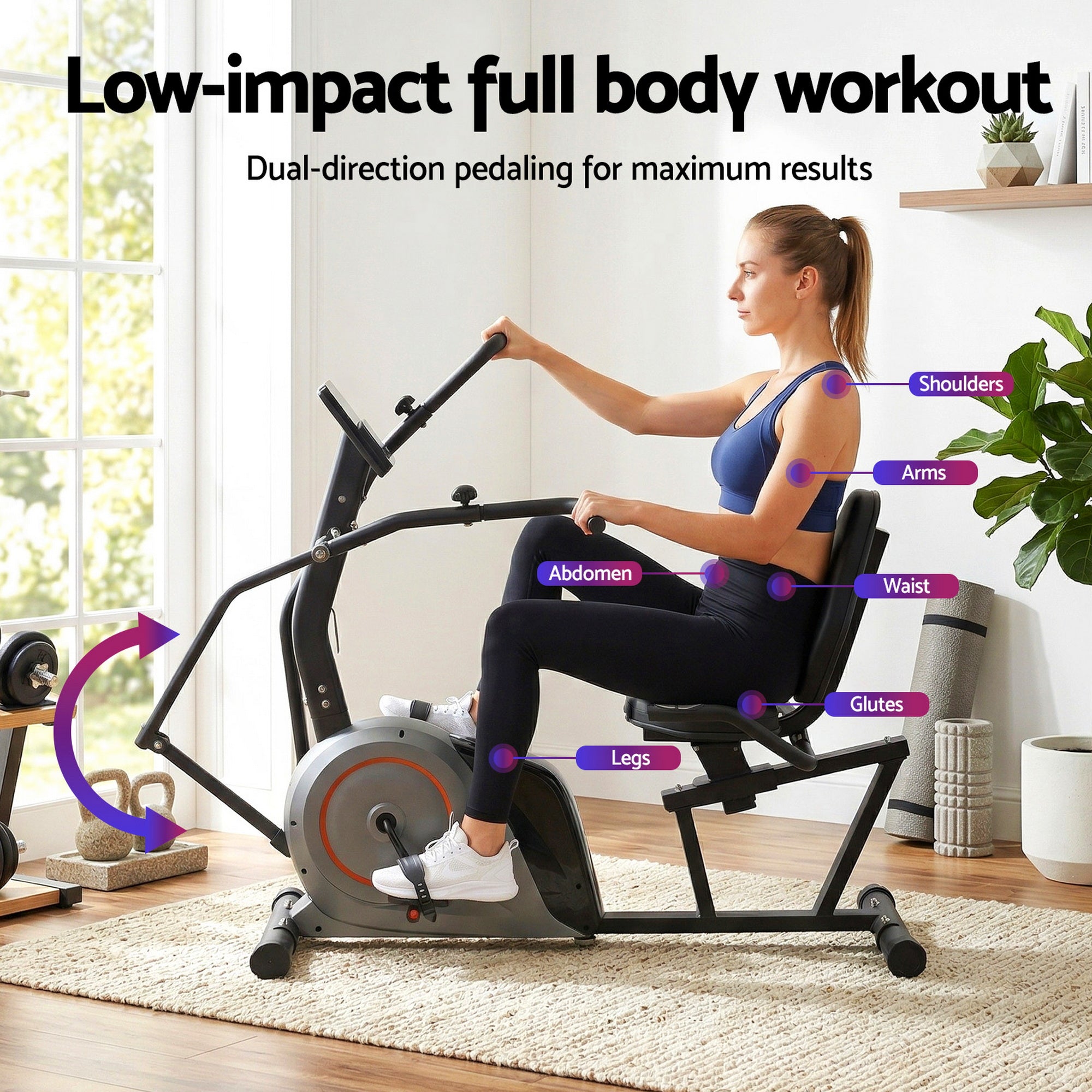 Everfit Recumbent Exercise Bike – Bluetooth & Magnetic Resistance