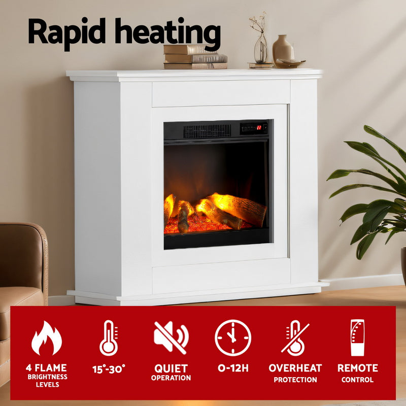 Devanti 2000W Electric Fireplace Heater White
