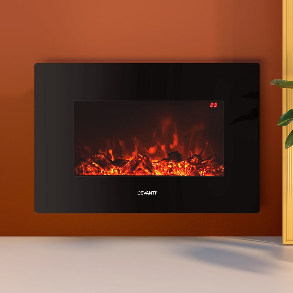 Devanti 2000W Electric Fireplace Heater – Black