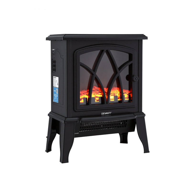 Devanti 2000W Electric Fireplace Heater – Freestanding 3D Flame Effect