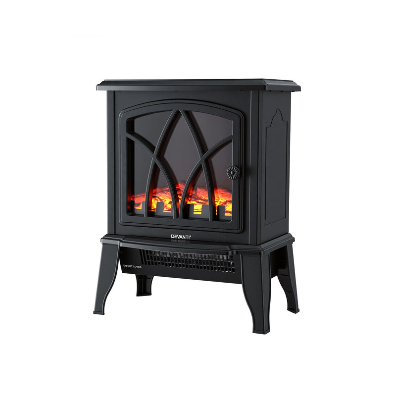Devanti 2000W Electric Fireplace Heater – Freestanding 3D Flame Effect