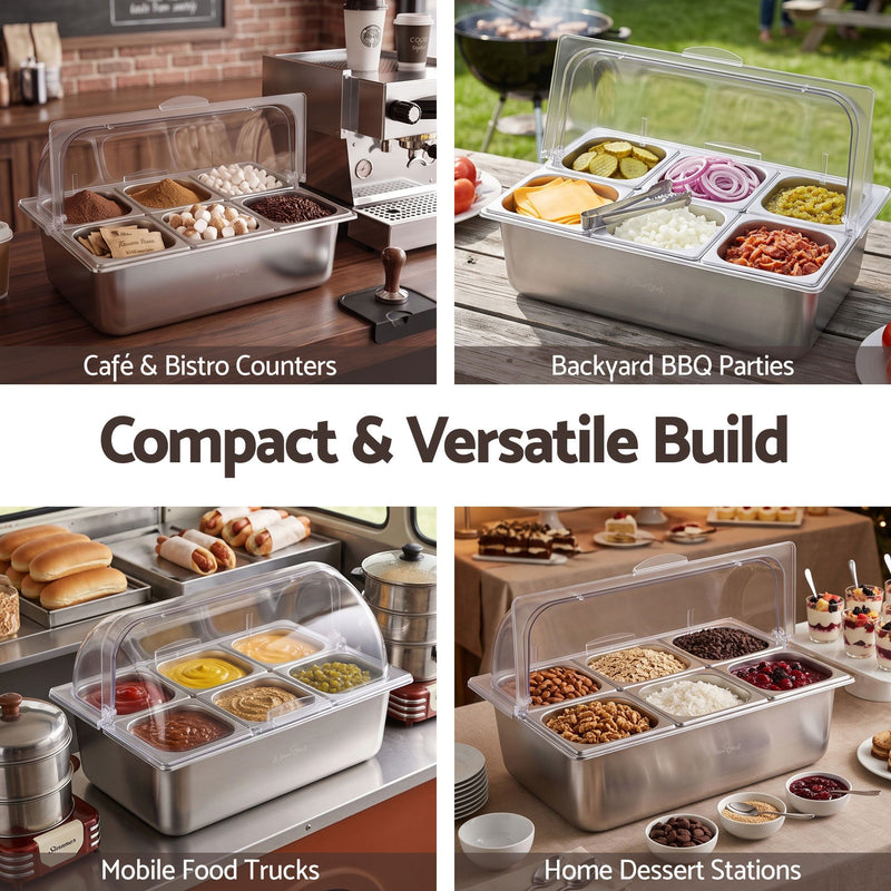 5-Star Chef 6 Pan Stainless Steel Cooler Platter with Roll Top Cover