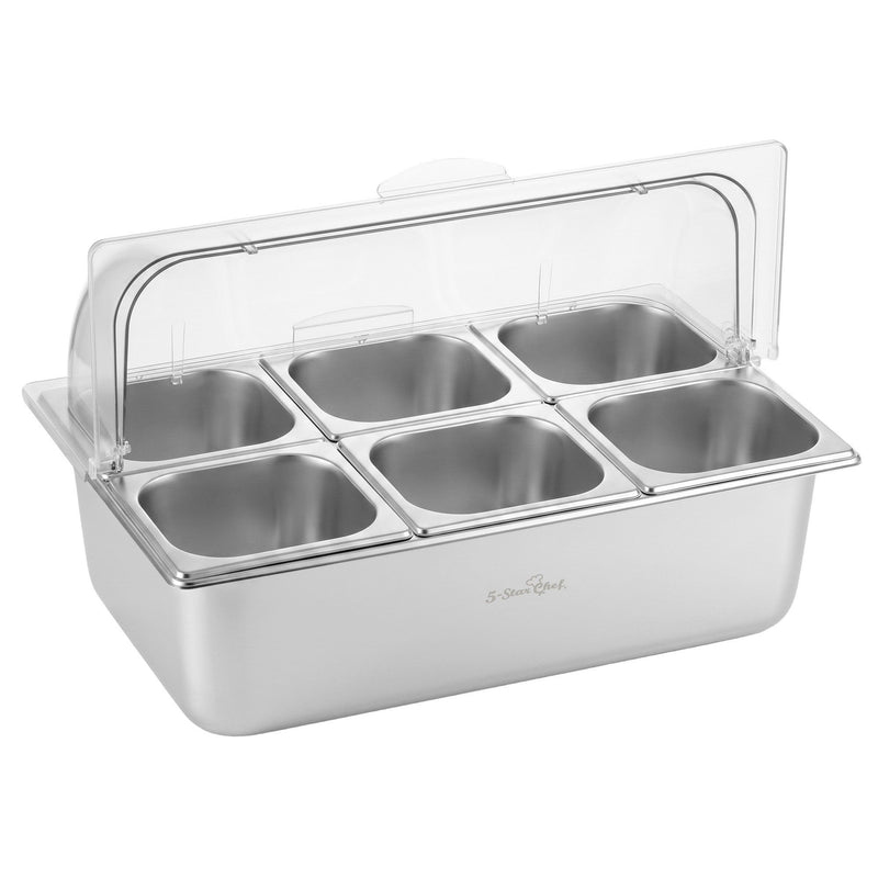 5-Star Chef 6 Pan Stainless Steel Cooler Platter with Roll Top Cover