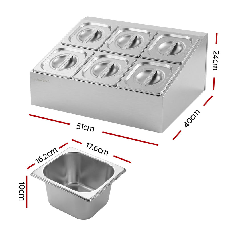 5-Star Chef 6 Pan Stainless Steel Food Display with Lids