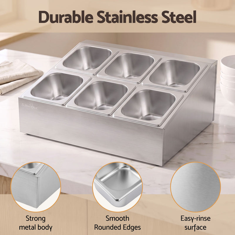 5-Star Chef 6 Pan Stainless Steel Food Display with Lids