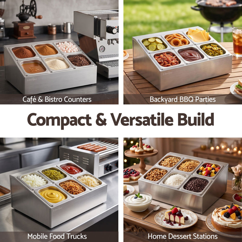 5-Star Chef 6 Pan Stainless Steel Food Display with Lids