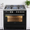 Devanti 90cm Dual Fuel Cooker – 5 Burner Gas Cooktop & Electric Oven