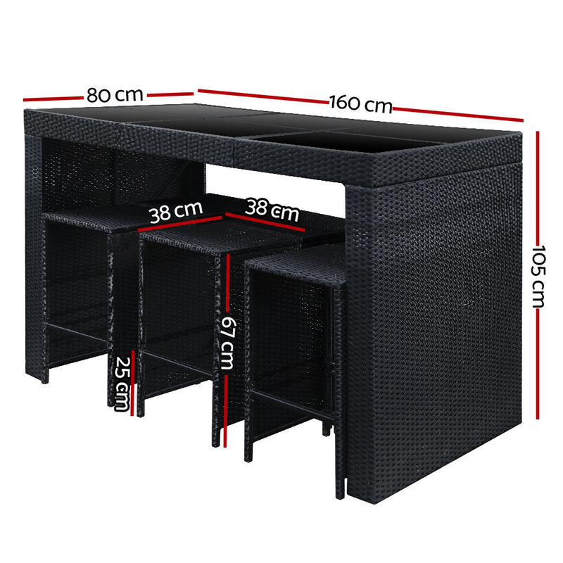 Gardeon 7-Piece Outdoor Bar Set – Wicker