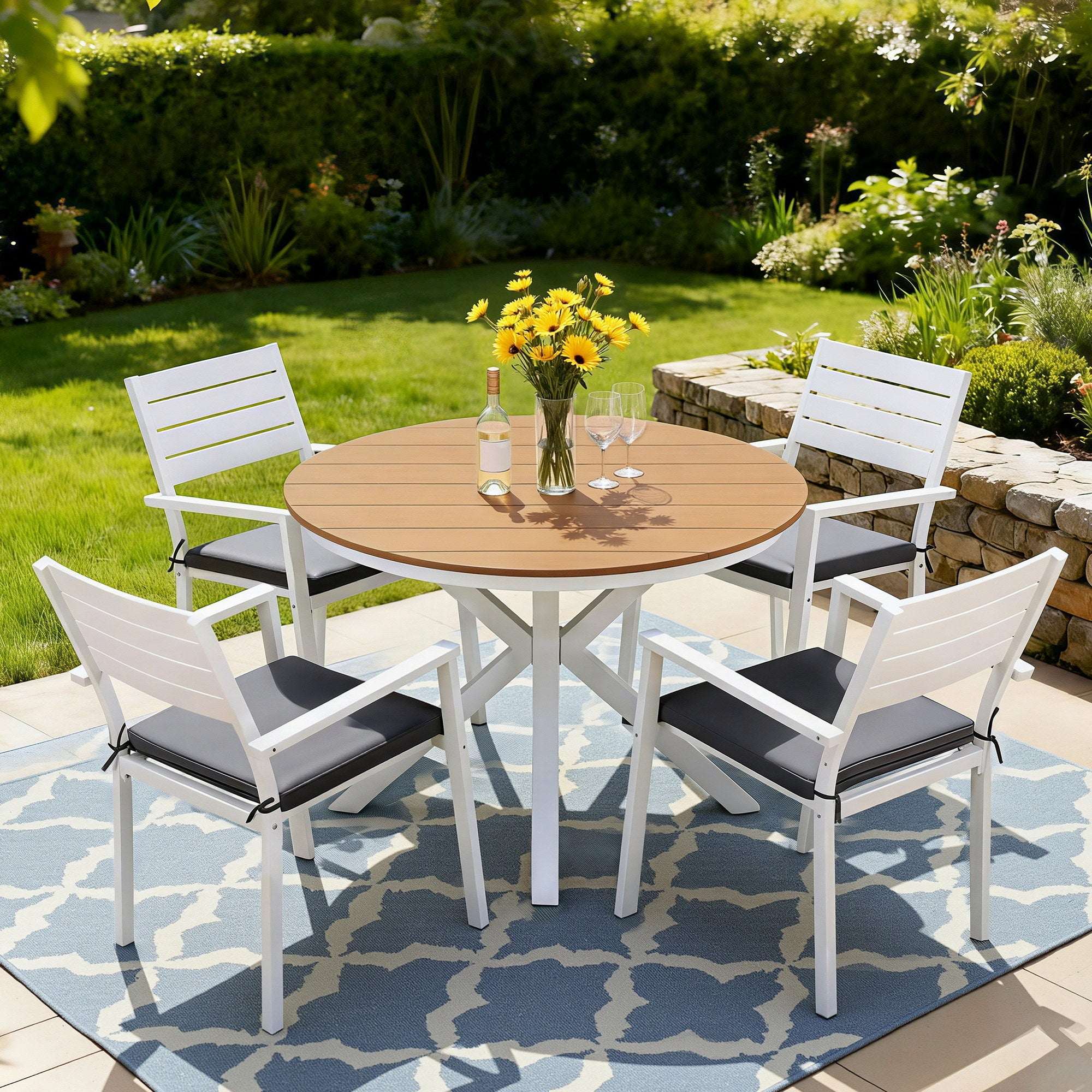 Gardeon 5 Piece Patio Dining Set – Aluminium Frame & WPC Top