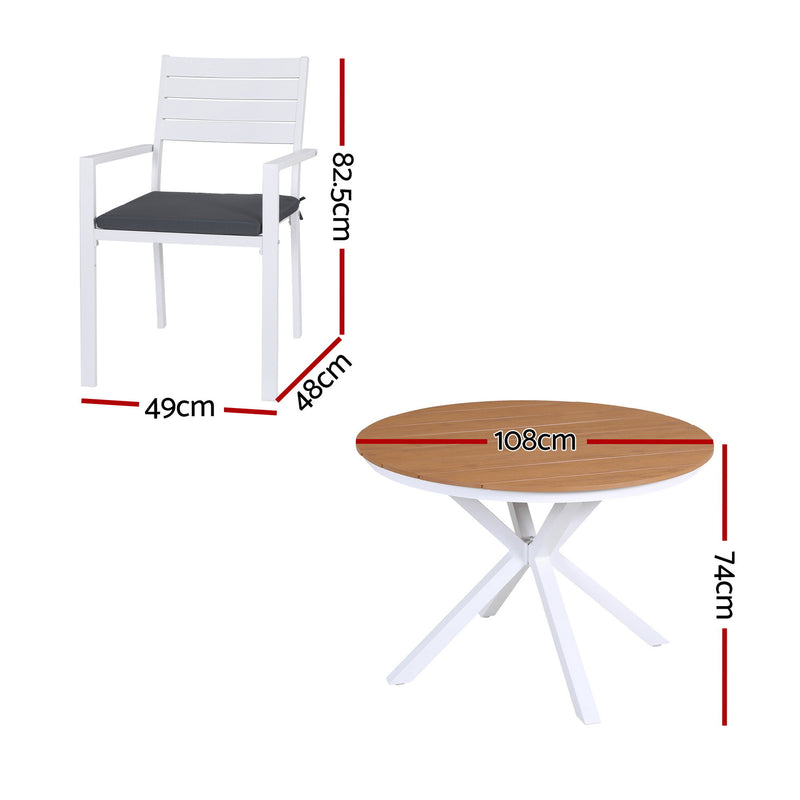 Gardeon 5 Piece Patio Dining Set – Aluminium Frame & WPC Top