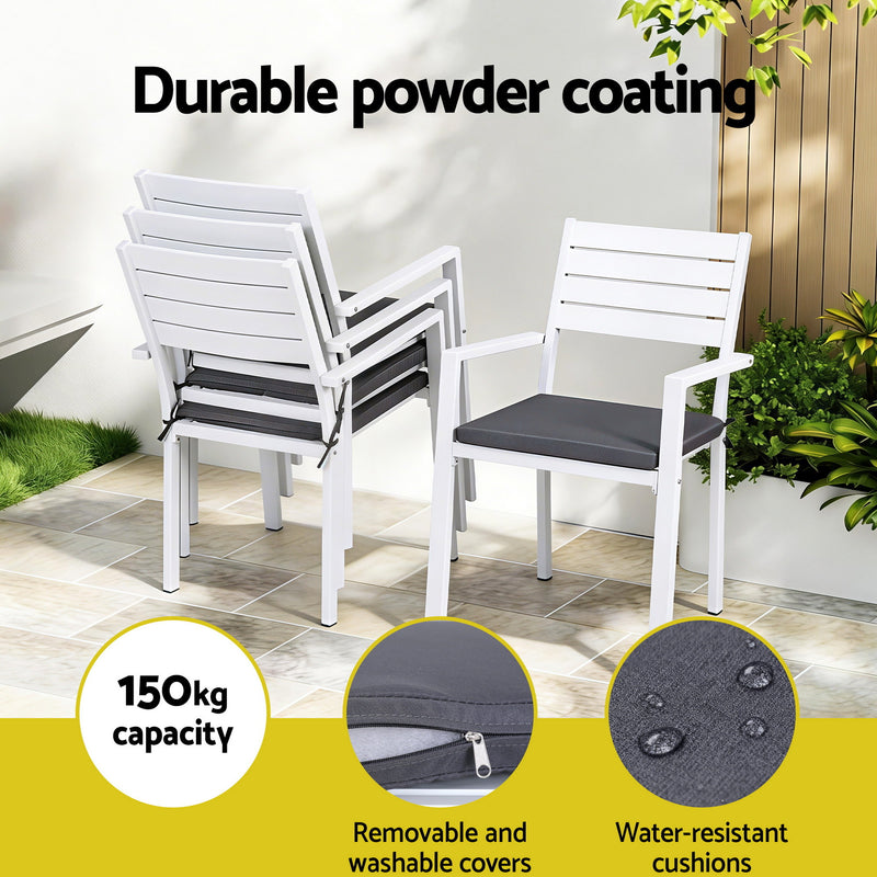 Gardeon 5 Piece Patio Dining Set – Aluminium Frame & WPC Top