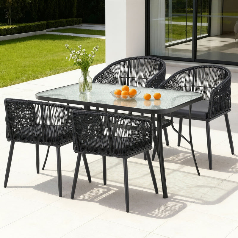 Gardeon 5-Piece Outdoor Dining Set – Black