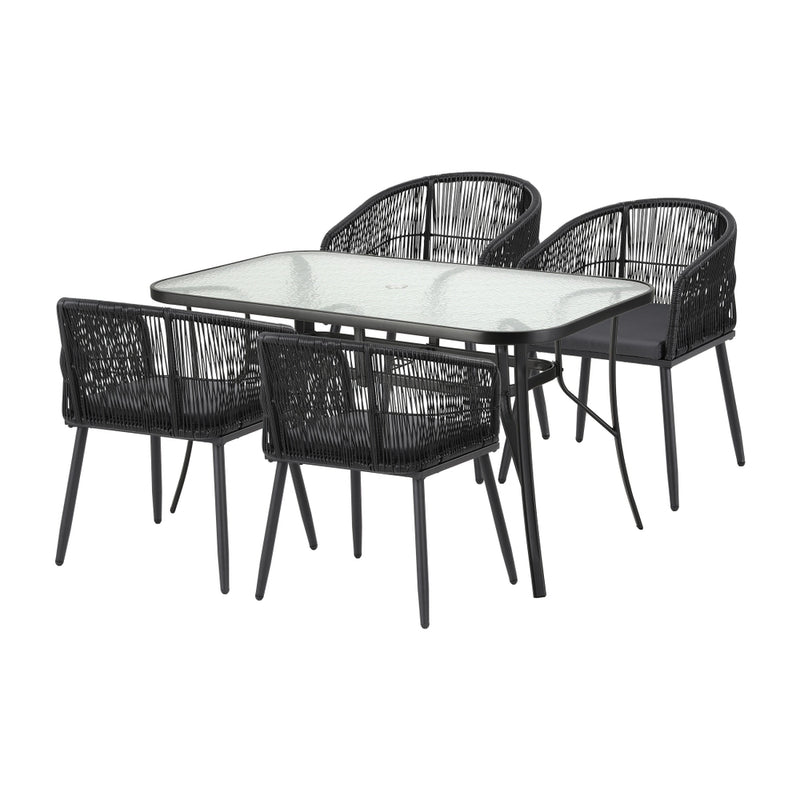 Gardeon 5-Piece Outdoor Dining Set – Black