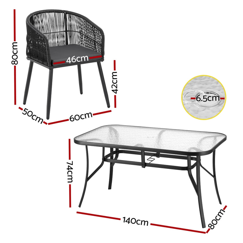 Gardeon 5-Piece Outdoor Dining Set – Black