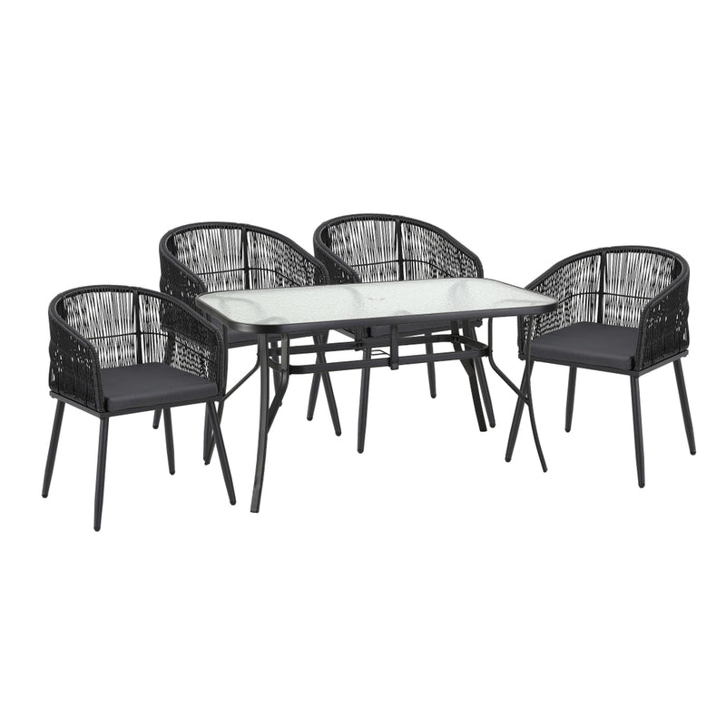 Gardeon 5-Piece Outdoor Dining Set – Black