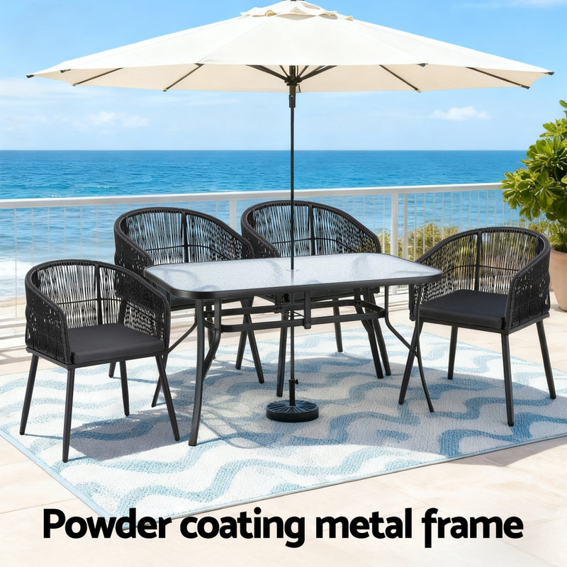 Gardeon 5-Piece Outdoor Dining Set – Black