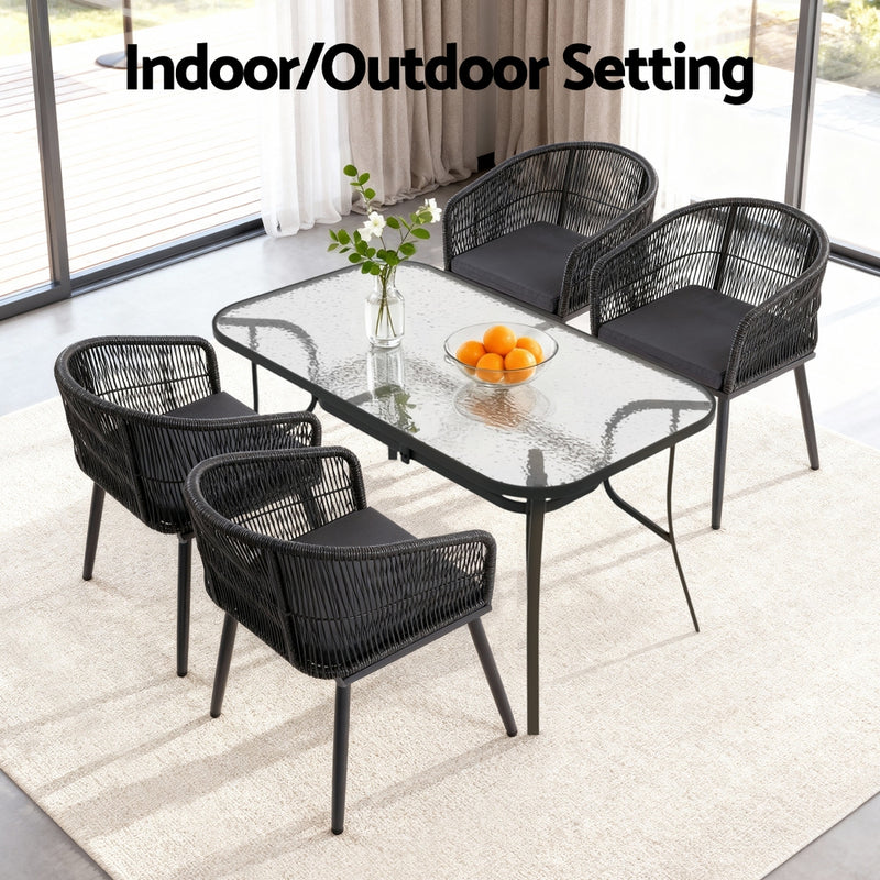 Gardeon 5-Piece Outdoor Dining Set – Black
