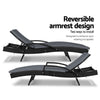 Gardeon 2PC Wicker Sun Lounger Set – Adjustable Black
