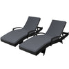 Gardeon 2PC Wicker Sun Lounger Set – Adjustable Black